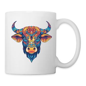 Taureau coloré - Mug blanc - blanc - Droite