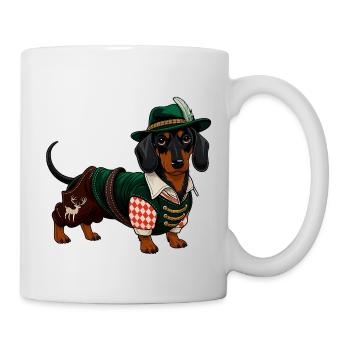 Dackel Bayrische Tracht - Tasse - Weiß - Rechts