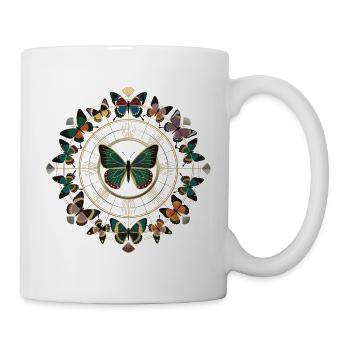 Golden Butterfly Mandala Circle - Mug - white - Right