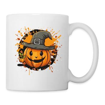Citrouille d’Halloween avec chapeau - Mug blanc - blanc - Droite