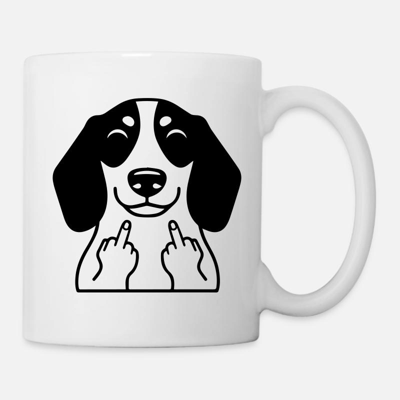 Frecher Dackel zeigt Mittelfinger – Lustiger Comic - Tasse - Weiß