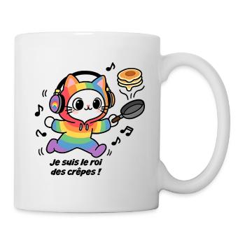 Chat cuisinier, je suis le roi des crêpes !  - Mug blanc - blanc - Droite