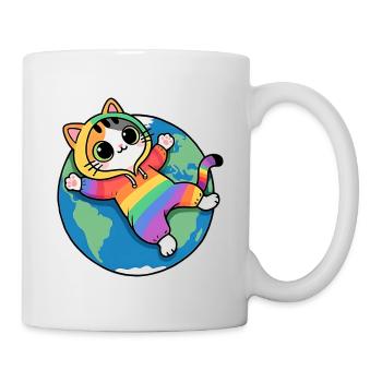 Regenbogenkatze auf dem Planeten Erde - Tasse - Weiß - Rechts