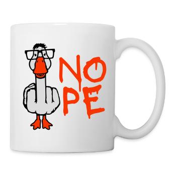 Goose Nope Middle Finger Nerd Geek Horn-Rimmed Glasses Smart - Mug - white - Right