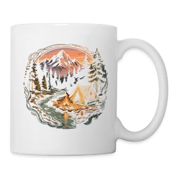 Mountain forest camping by the fire - Mug - white - Right