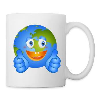 Terre heureuse avec le pouce levé - Style BD - Mug blanc - blanc - Droite
