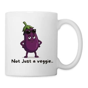 Freche Aubergine mit Sonnenbrille veggie Karikatur - Tasse - Weiß - Rechts