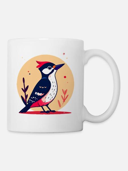 Buntspecht mit roter Haube - Tasse - Weiß