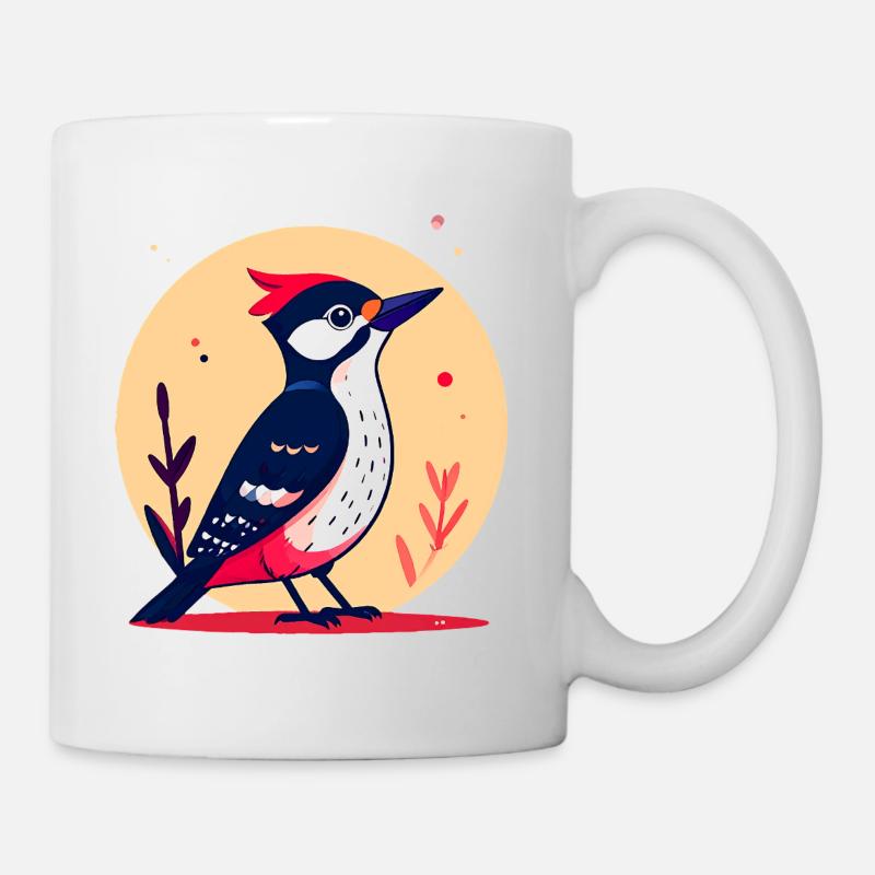 Buntspecht mit roter Haube - Tasse - Weiß