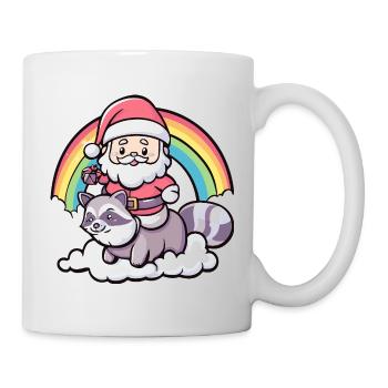 Waschbär Weihnachtsmann Weihnachten - Tasse - Weiß - Rechts