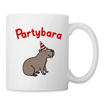 Partybara – le capybara joyeux avec un chapeau de fête - Mug blanc - blanc - Droite