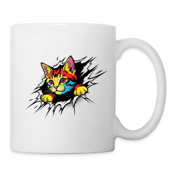 Gothic Cat with Purple Eyes - Cute Kitten - Mug - white - Right