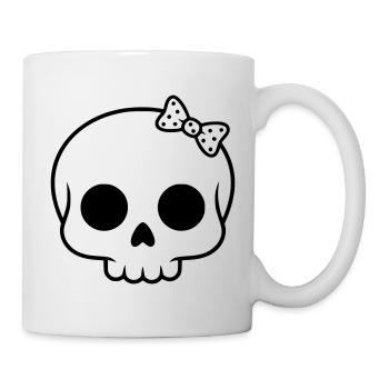 Süßer Totenkopf mit Schleife | Girly Goth - Tasse - Weiß - Rechts