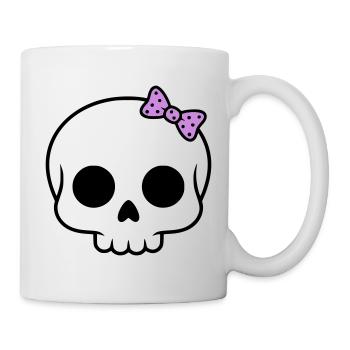 Süßer Totenkopf mit Schleife | Girly Goth - Tasse - Weiß - Rechts