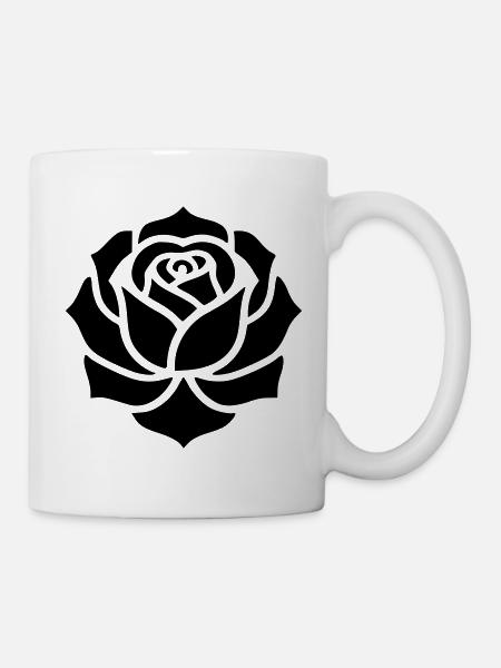 Elegante Rose | Minimalistische Line Art Blume - Tasse - Weiß