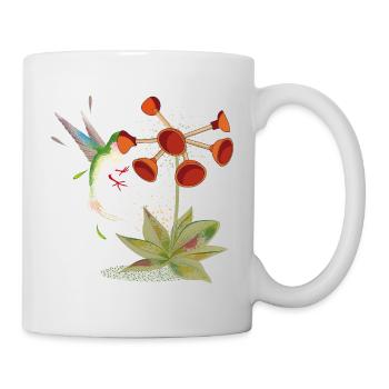Hummingbird meets suction bell flower – funny motif - Mug - white - Right