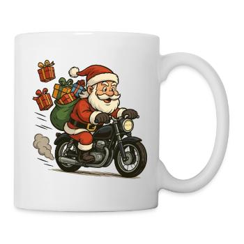 Santa Claus on motorcycle with gifts - Mug - white - Right