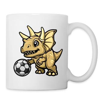 Bande dessinée de football de dinosaure - Mug blanc - blanc - Droite