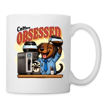 Coffee Obsessed Dachshund Humor - Mug - white - Right