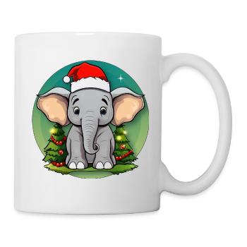 Elefanten Weihnachten / Weihnachtsmann Elefant - Tasse - Weiß - Rechts
