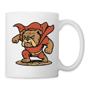 Power Superheld Bulldog Maskottchen mit Cape Art - Tasse - Weiß - Rechts