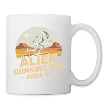 Lustige Area 51 Alien UFO Laufläufer - Tasse - Weiß - Rechts