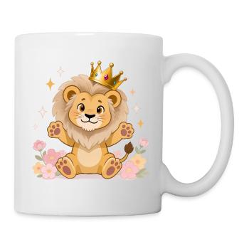 🦁 Lion with crown and flowers - Mug - white - Right