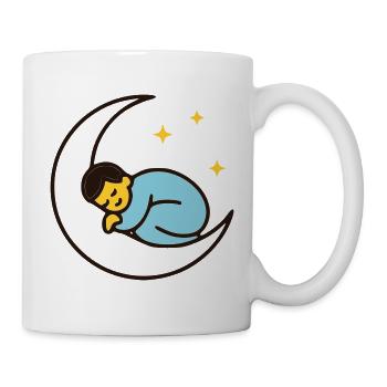 Bébé mignon sur la lune | Bonne nuit - Mug blanc - blanc - Droite