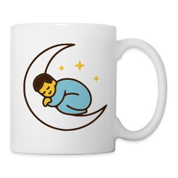 Bébé mignon sur la lune | Bonne nuit - Mug blanc - blanc - Droite