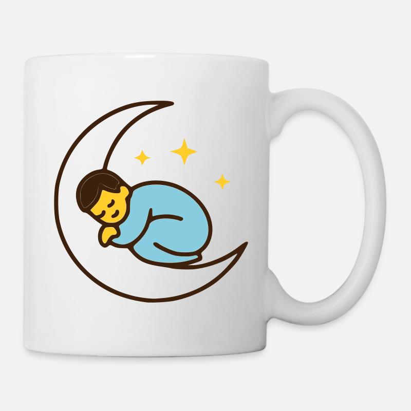 Bébé mignon sur la lune | Bonne nuit - Mug blanc - blanc