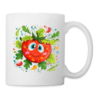 Tomate joyeuse à motif vert - Mug blanc - blanc - Droite