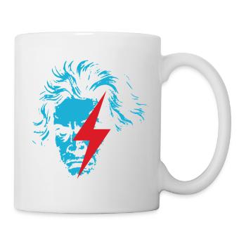 Blaues Beethoven-Gesicht mit rotem Blitz - Tasse - Weiß - Rechts