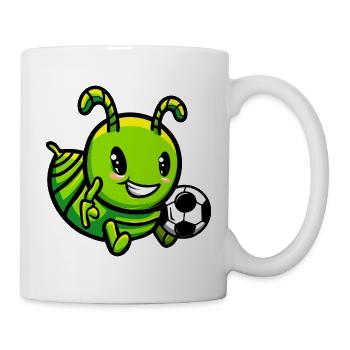 Caterpillar with soccer ball - Mug - white - Right