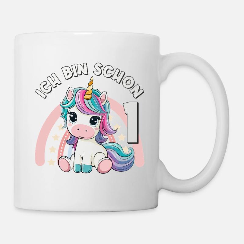 1. Geburtstag Einhorn Regenbogen Süß Niedlich - Tasse - Weiß
