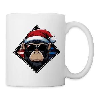 Affe Santa mit Sonnenbrille - Tasse - Weiß - Rechts