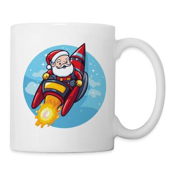 Père Noël fusée bande dessinée Noël - Mug blanc - blanc - Droite