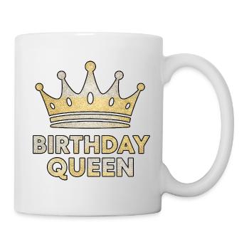 Birthday Queen – Glitzer Krone Design - Tasse - Weiß - Rechts