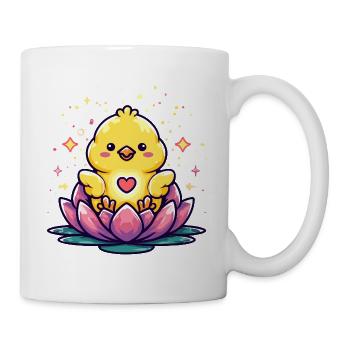 Küken im Lotus Herz - Tasse - Weiß - Rechts