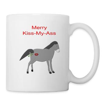 Freches Weihnachtsgrauer Esel küsst meinen Arsch Grafik - Tasse - Weiß - Rechts