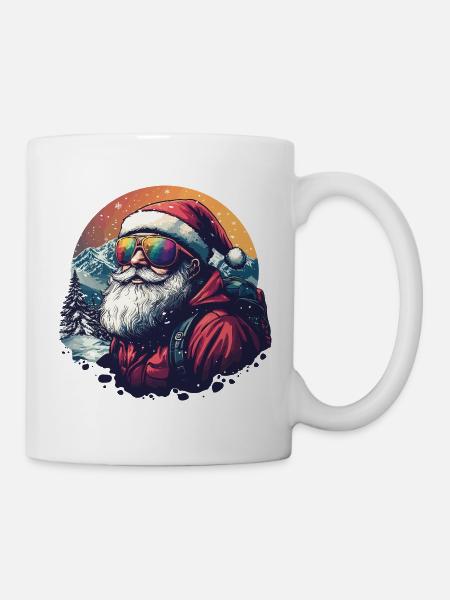 Aventure du Père Noël en montagne dans la neige - Mug blanc - blanc