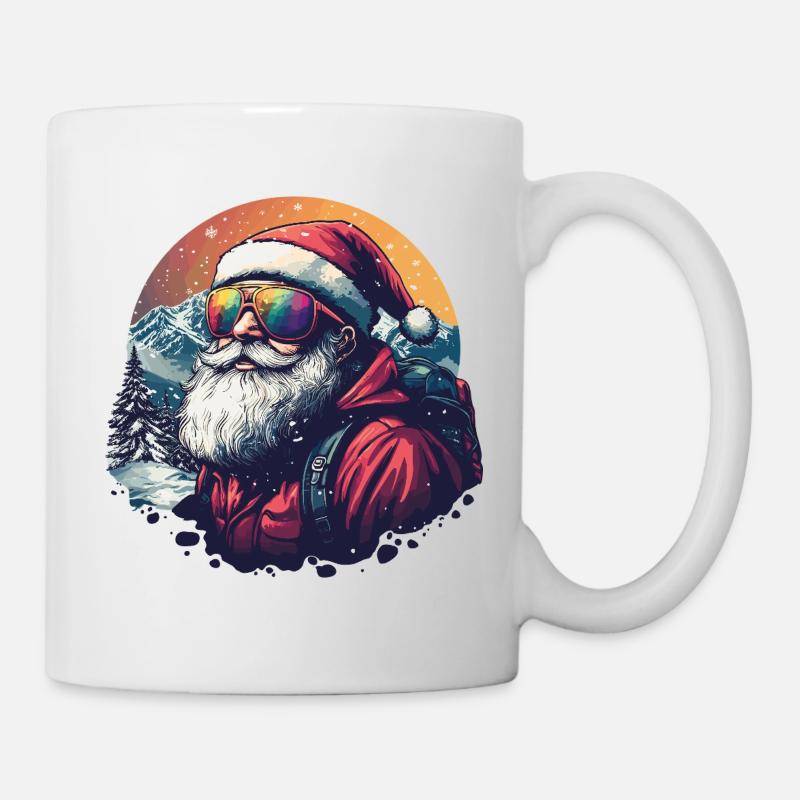 Aventure du Père Noël en montagne dans la neige - Mug blanc - blanc