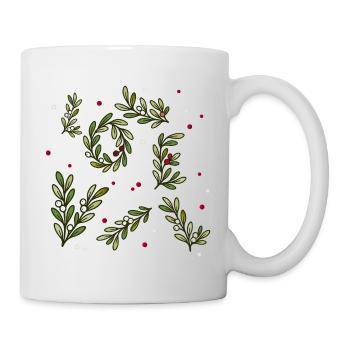 Motif de branche de Noël avec des baies - Mug blanc - blanc - Droite