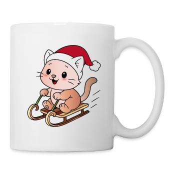 Ugly Christmas Cat on the Sleigh - Mug - white - Right
