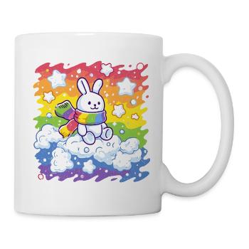 Rainbow bunny on cloud - Mug - white - Right