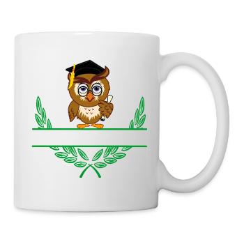 Owl with Diploma and Graduation Hat – Personal - Mug - white - Right