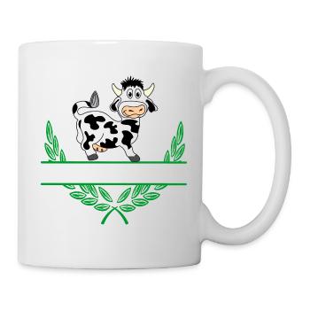 Kuh-Lorbeerkranz mit Namensraum - Tasse - Weiß - Rechts
