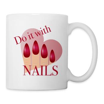 Faites-le avec des ongles – design d’ongles rouges avec cœur - Mug blanc - blanc - Droite