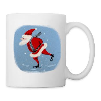 Weihnachtsmann auf Kufen - Tasse - Weiß - Rechts