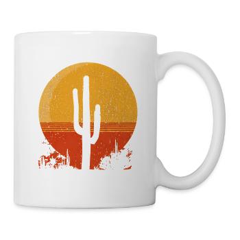 Saguaro Kaktus – Retro Wüsten Sonnenmotiv - Tasse - Weiß - Rechts