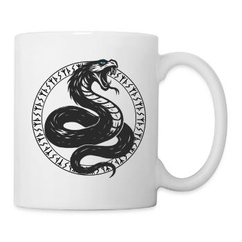 Serpent with Nordic runes and glowing eyes - Mug - white - Right